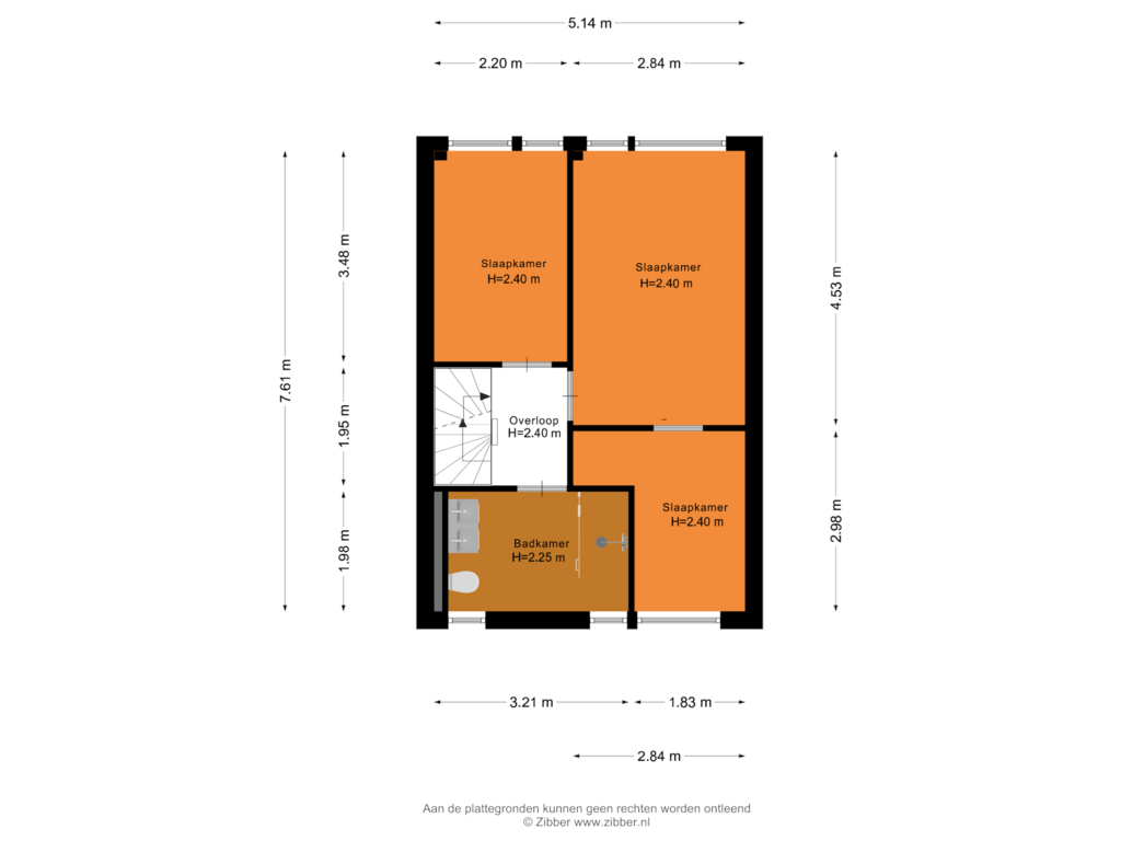 View floorplan of Eerste verdieping of Pruikenmakerstraat 31