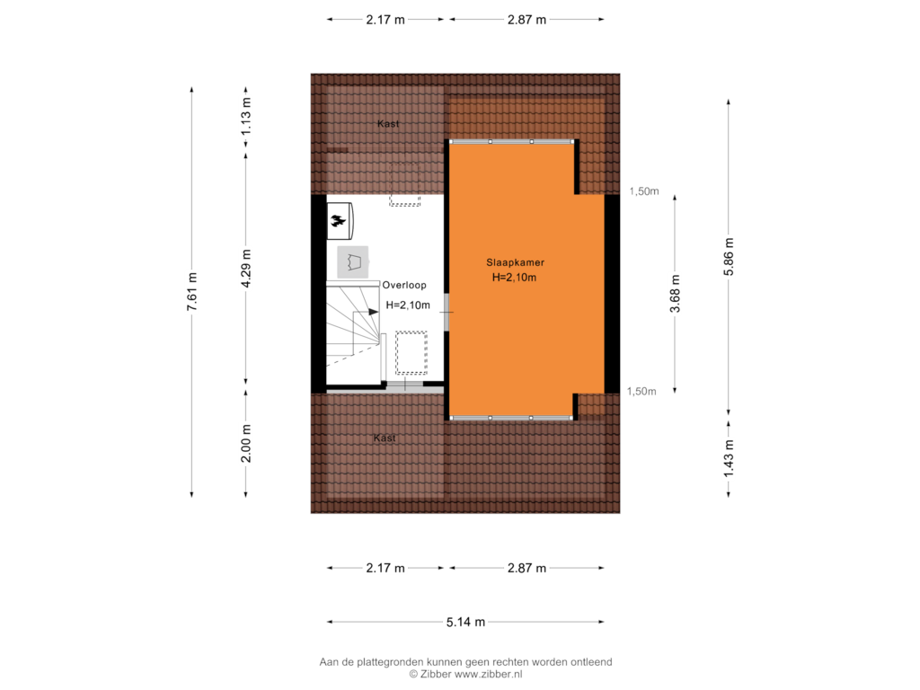 View floorplan of Tweede Verdieping of Pruikenmakerstraat 31