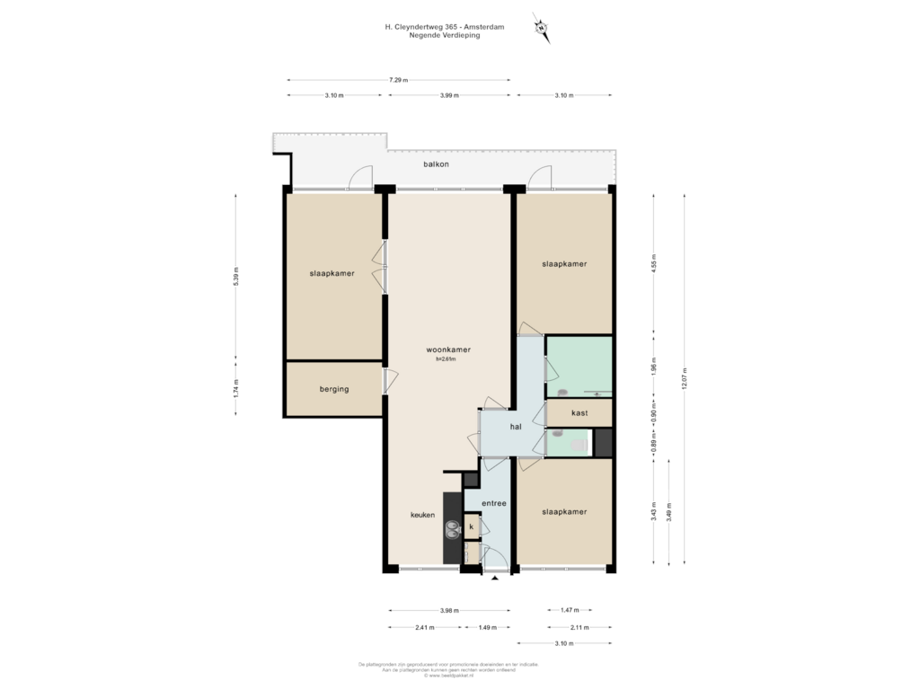 View floorplan of NEGENDE VEDIEPING of H. Cleyndertweg 365