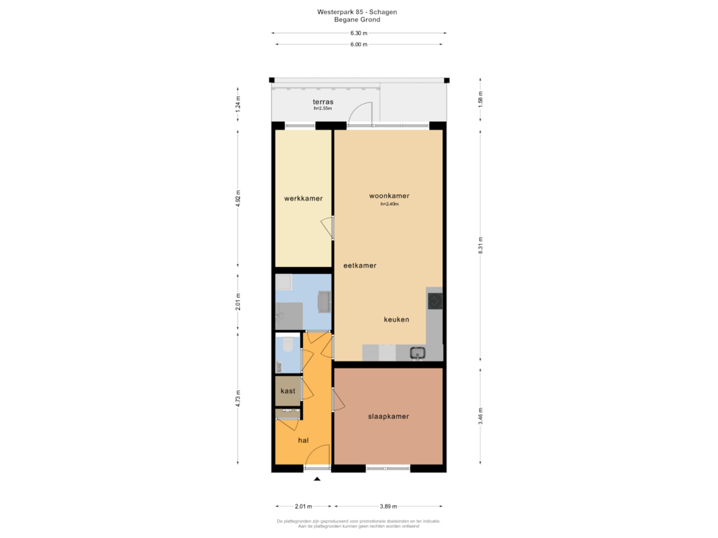 Bekijk plattegrond van Begane Grond van Westerpark 85