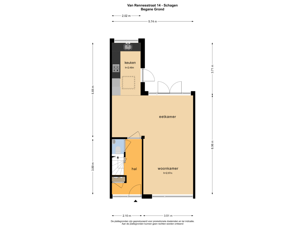 View floorplan of Begane Grond of van Rennesstraat 14