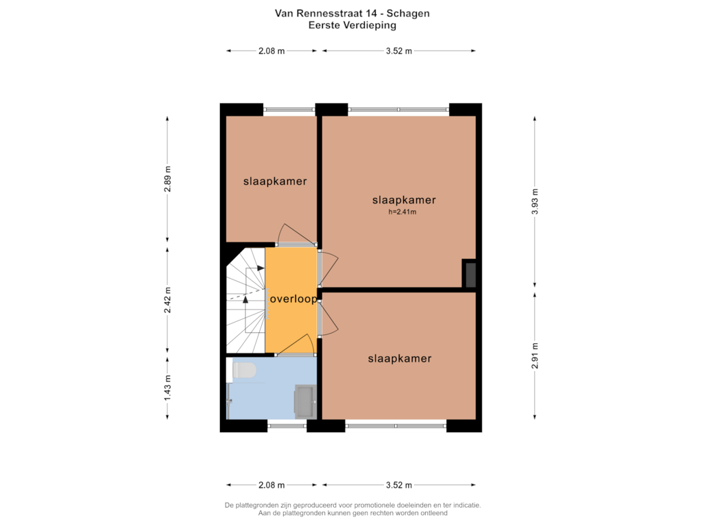 View floorplan of Eerste Verdieping of van Rennesstraat 14