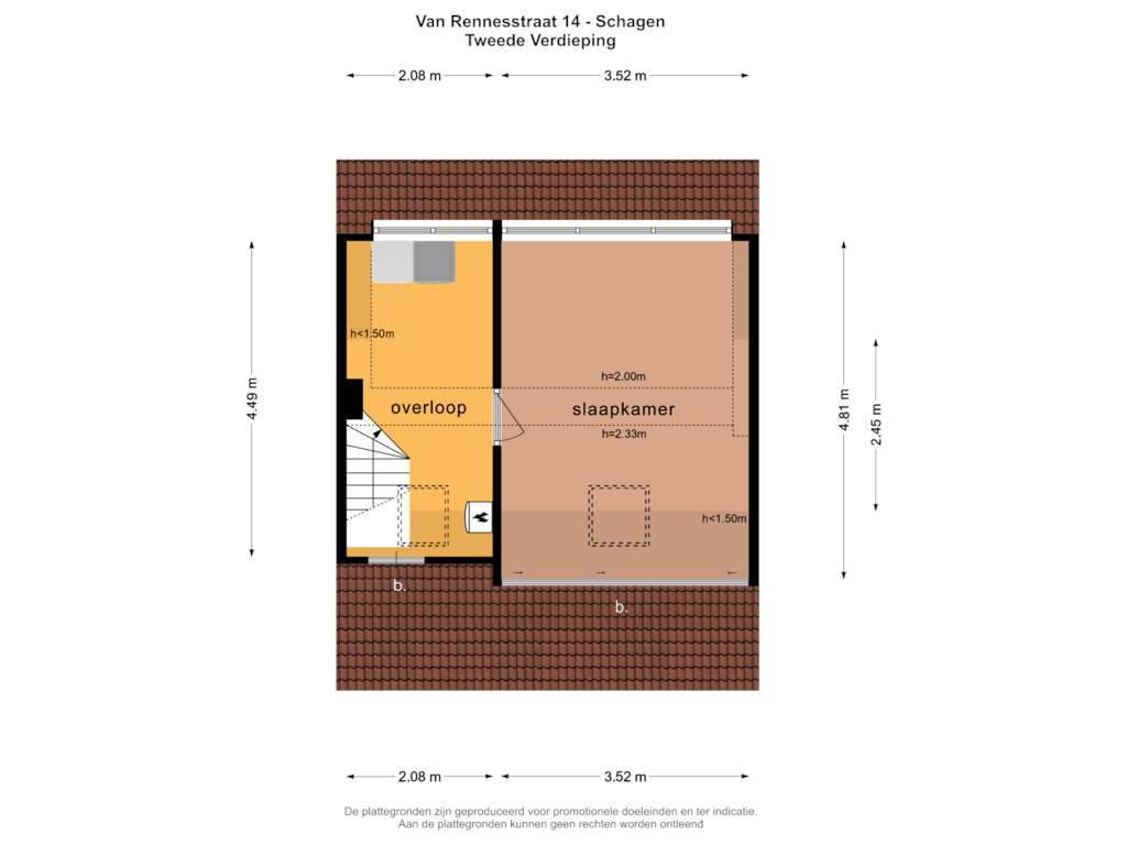 View floorplan of Tweede Verdieping of van Rennesstraat 14