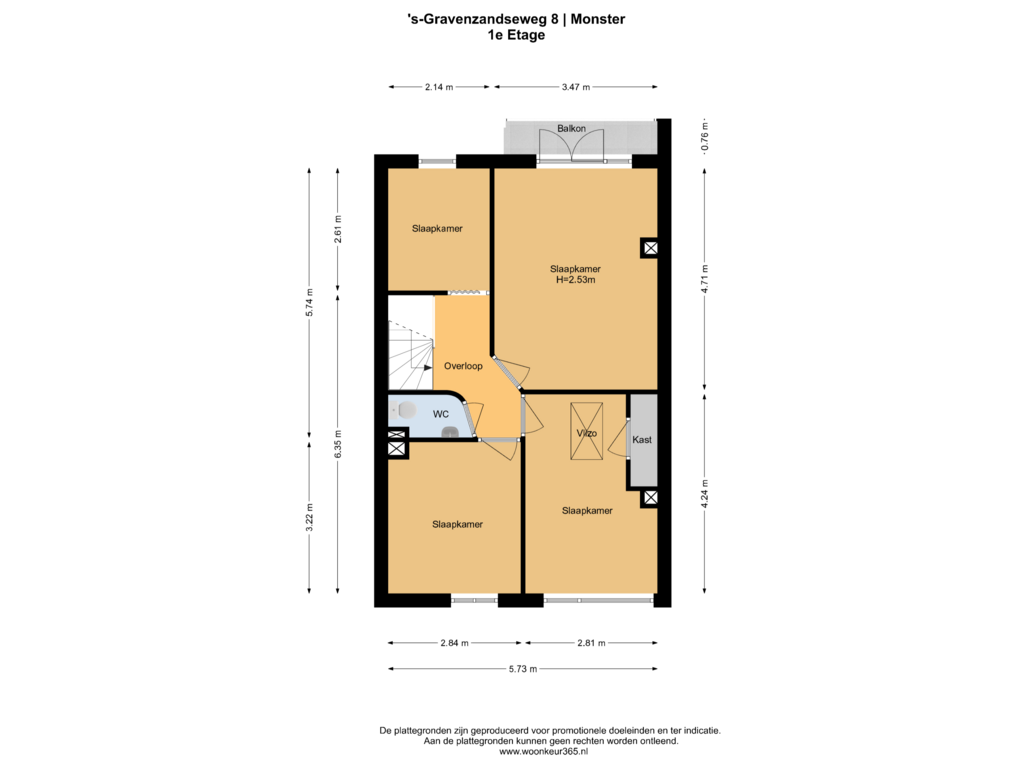 View floorplan of 1e Etage of 's-Gravenzandseweg 8