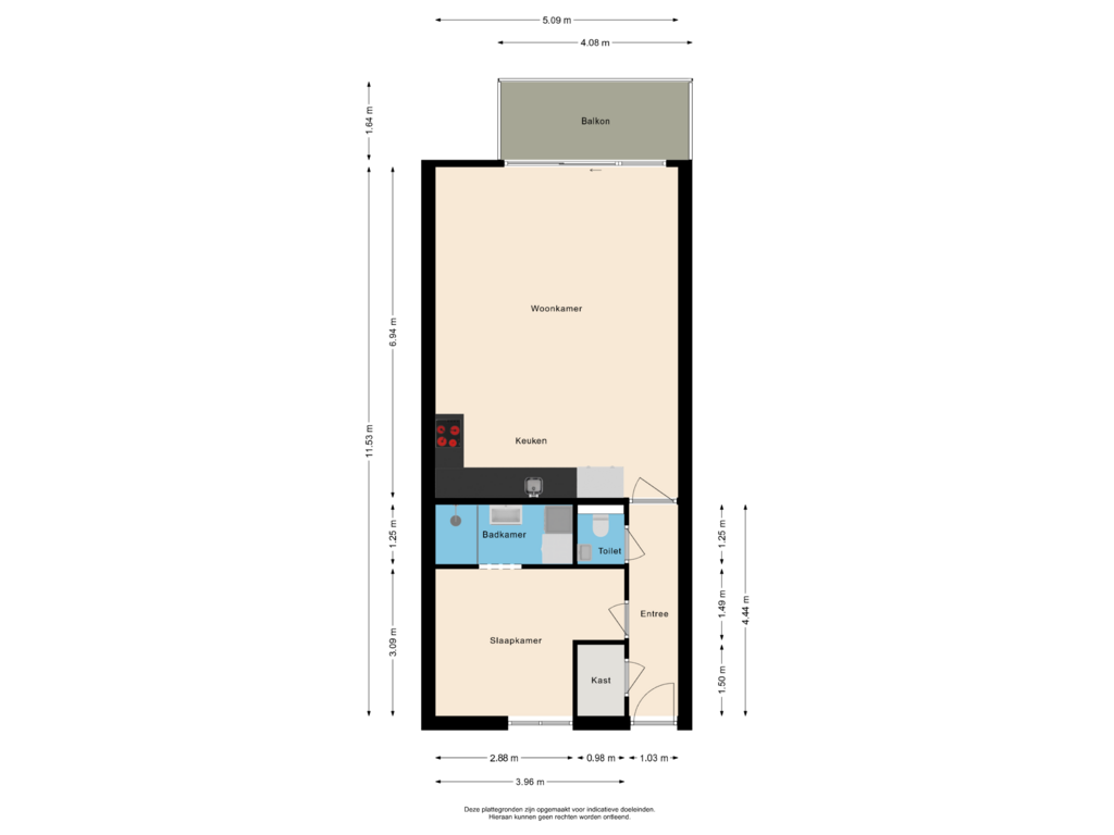 Bekijk plattegrond van Eerste verdieping van Van Aostastraat 1-C