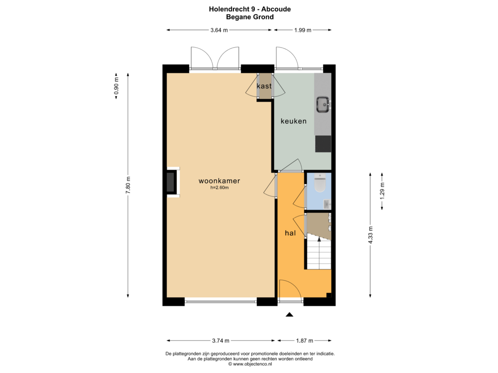 Bekijk plattegrond van BEGANE GROND van Holendrecht 9