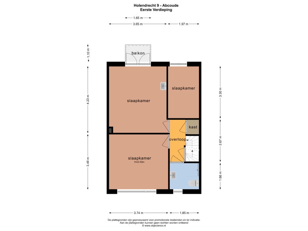 Bekijk plattegrond van EERSTE VERDIEPING van Holendrecht 9