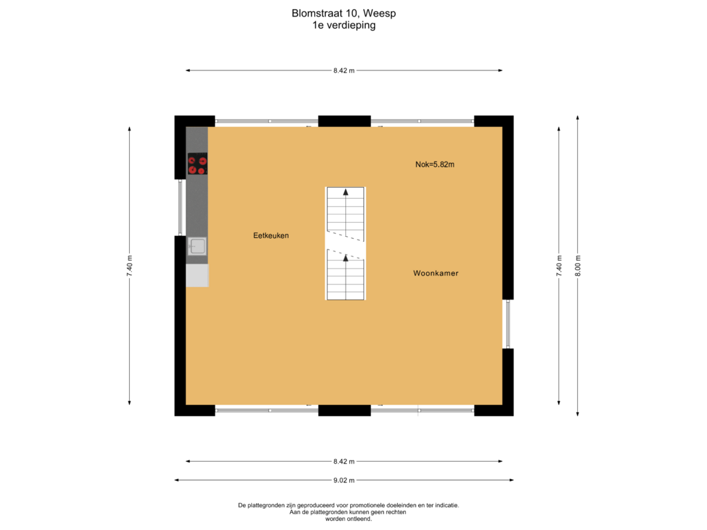 Bekijk plattegrond van 1e verdieping van Blomstraat 10