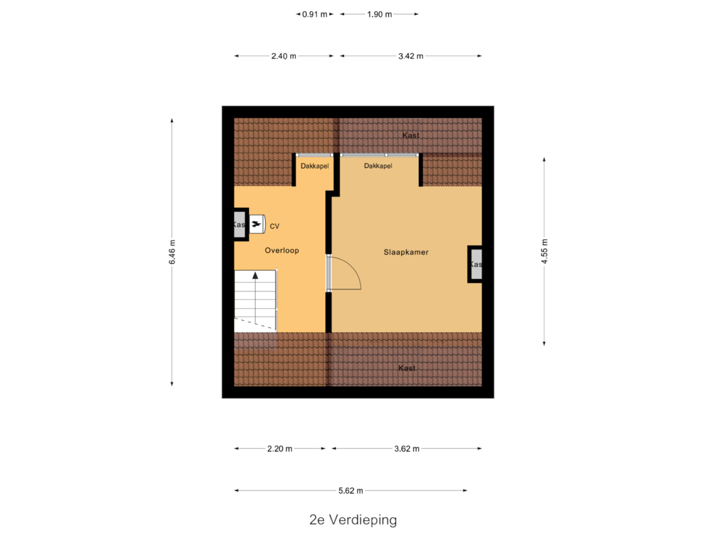 View floorplan of 2e Verdieping of Ambrosiusstraat 9