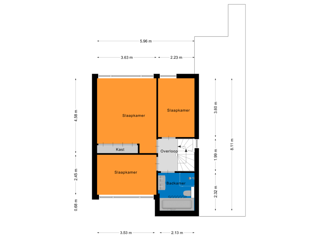 View floorplan of Eerste Verdieping of Rooseveltstraat 55