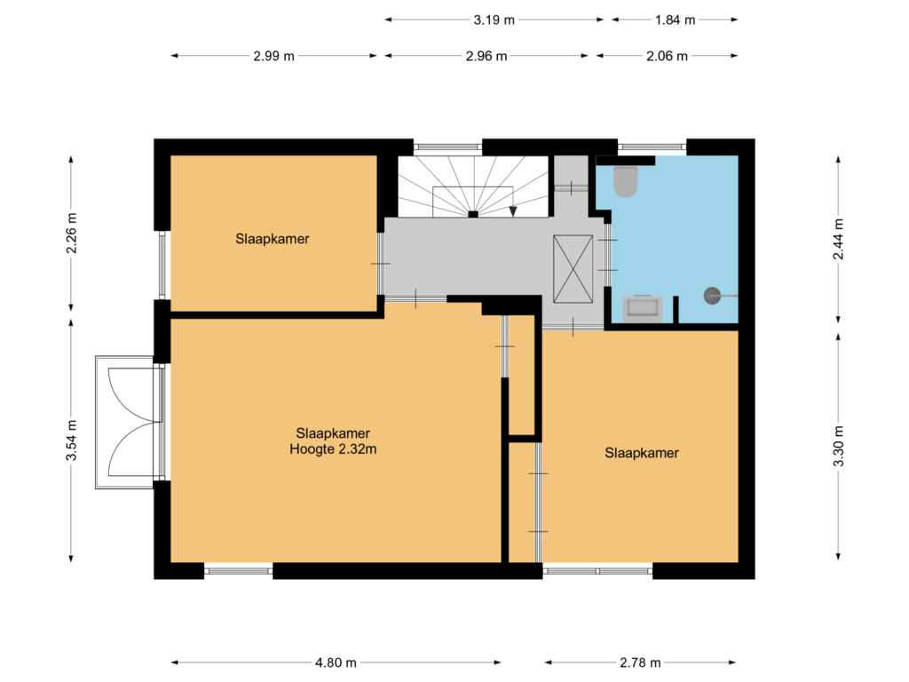 View floorplan of 1e verdieping of Tolakkerweg 134