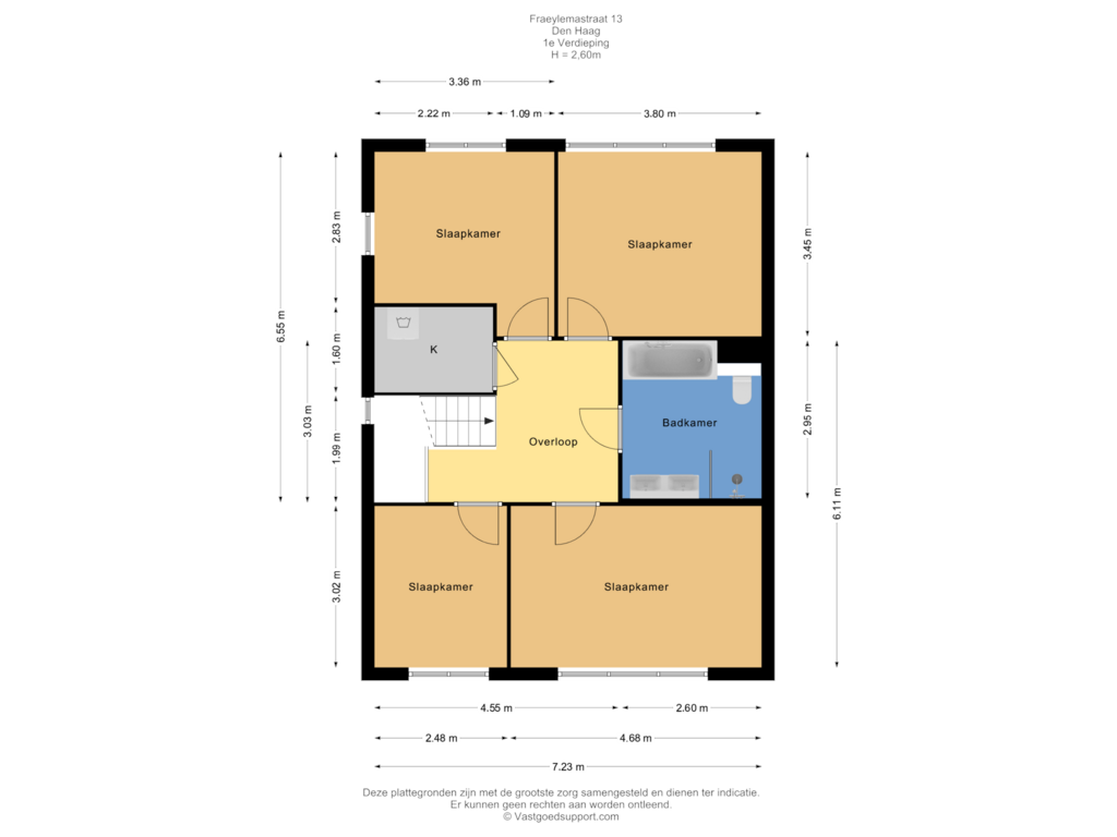 Bekijk plattegrond van 1e Verdieping van Fraeylemastraat 13