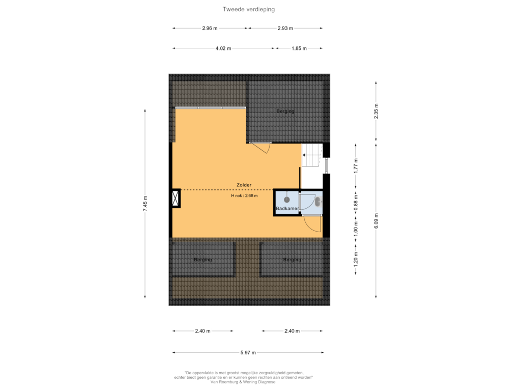 View floorplan of Tweede verdieping of Burgemeester Amersfoordtlaan 38