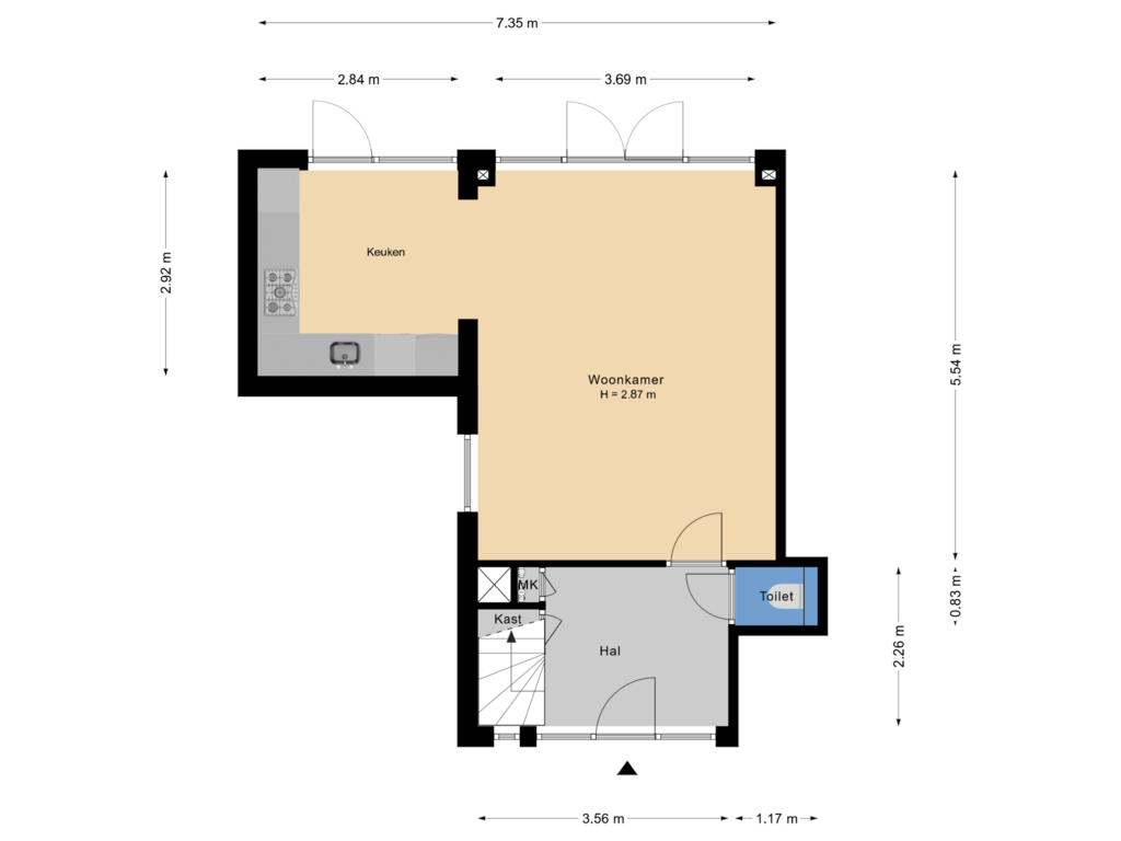 Bekijk plattegrond van Begane grond van Johanna Naberstraat 13