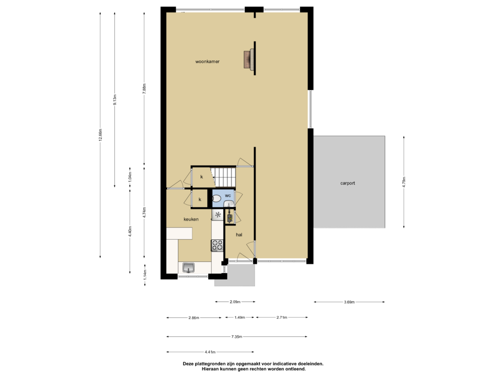 Bekijk plattegrond van begane grond van Burcht 68