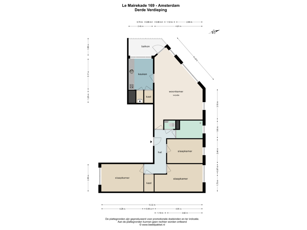 View floorplan of DERDE VERDIEPING of Le Mairekade 169