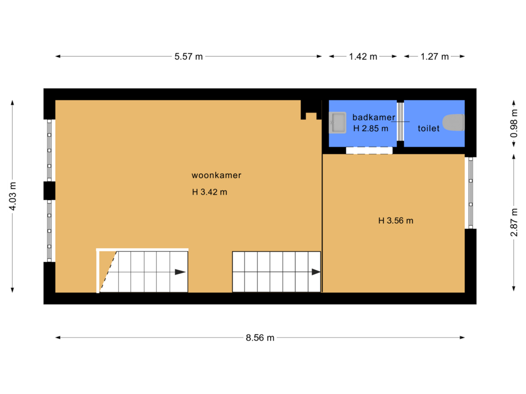 Bekijk plattegrond van Eerste verdieping van Herenstraat 1