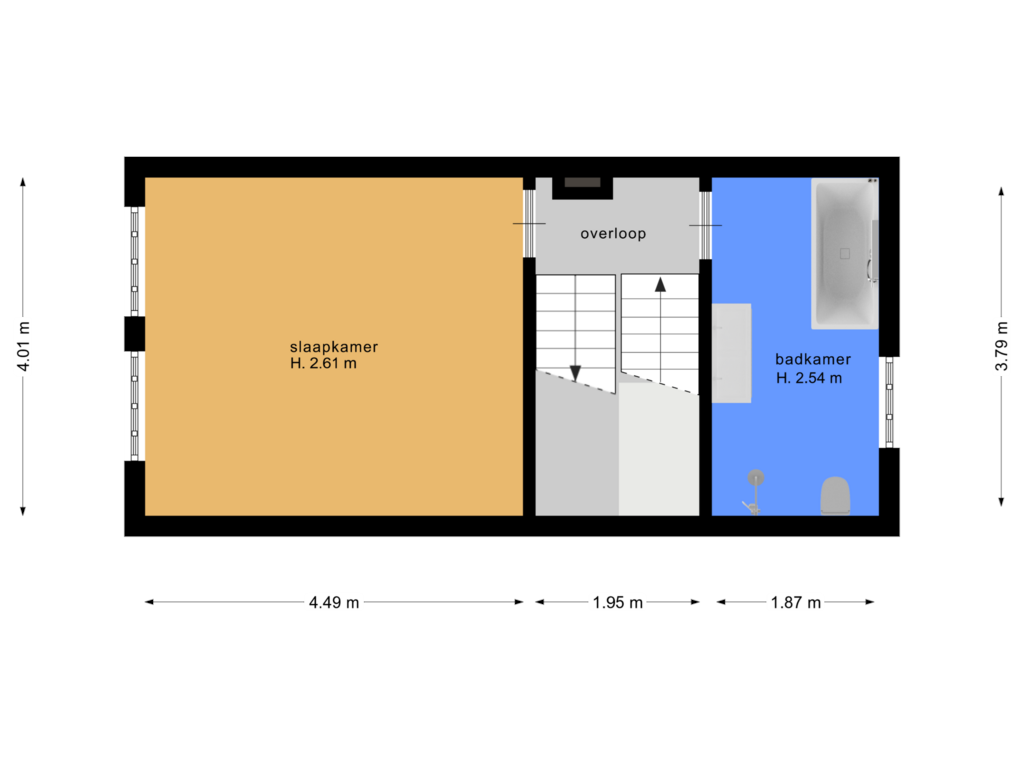 Bekijk plattegrond van Tweede verdieping van Herenstraat 1