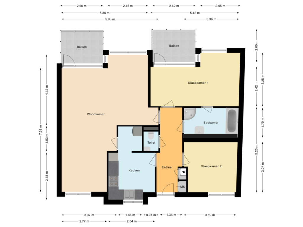 Bekijk plattegrond van Appartement van Burgwal 114