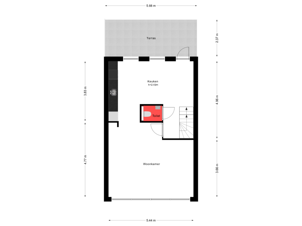 Bekijk plattegrond van 2e Verdieping van Bijlmerdreef 739