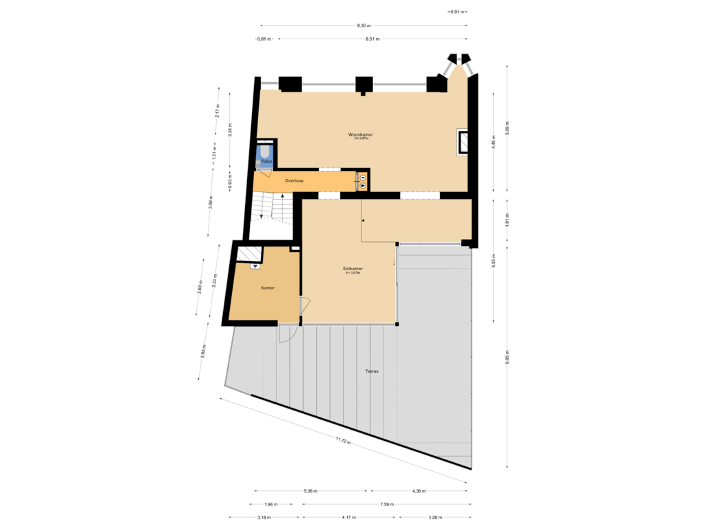 Bekijk plattegrond van 1e verdieping van Hoge Rijndijk 5