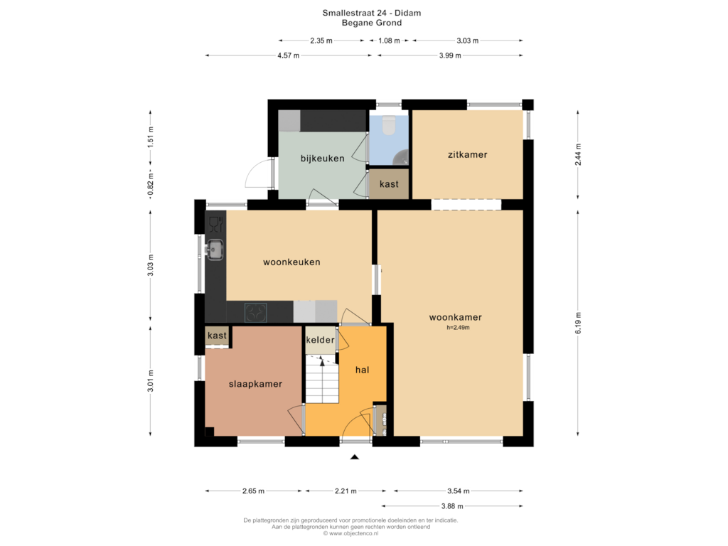 Bekijk plattegrond van Begane Grond van Smallestraat 24