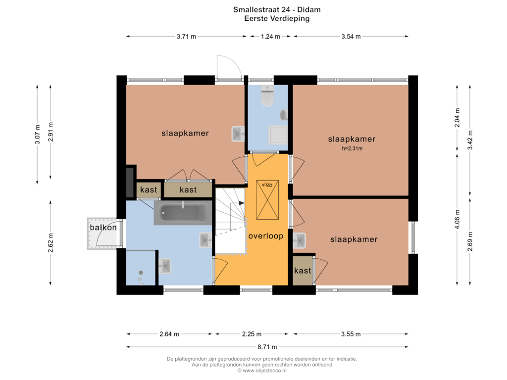 Bekijk plattegrond van Eerste Verdieping van Smallestraat 24