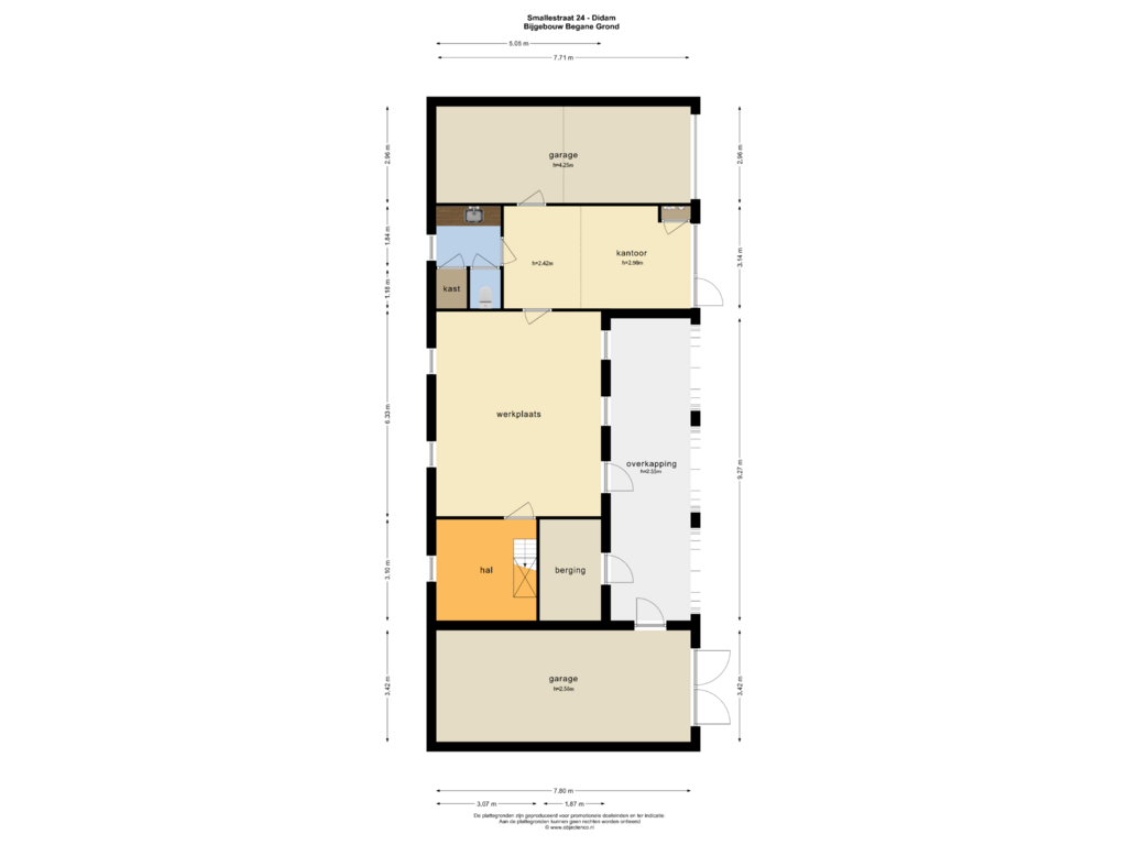 Bekijk plattegrond van Bijgebouw Begane Grond van Smallestraat 24