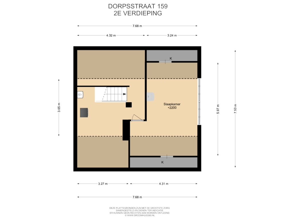 Bekijk plattegrond van 2E Verdieping van Dorpsstraat 159