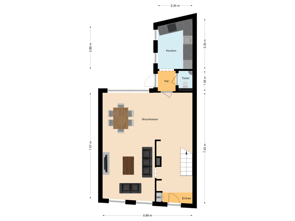 Bekijk plattegrond van Begane grond van Hamstraat 28-C