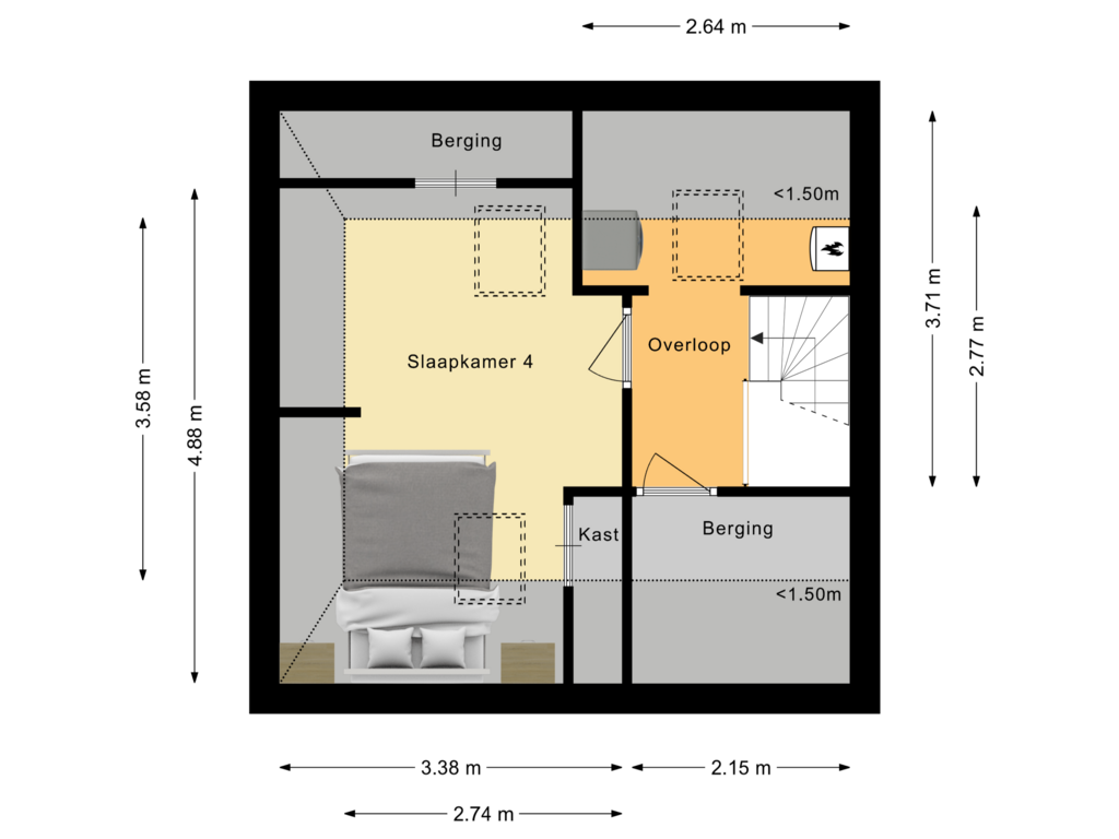 Bekijk plattegrond van Tweede verdieping van Hamstraat 28-C