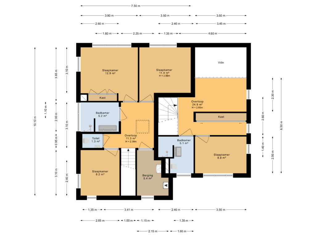 Bekijk plattegrond van 1e verdieping van Blitsaerderleane 16