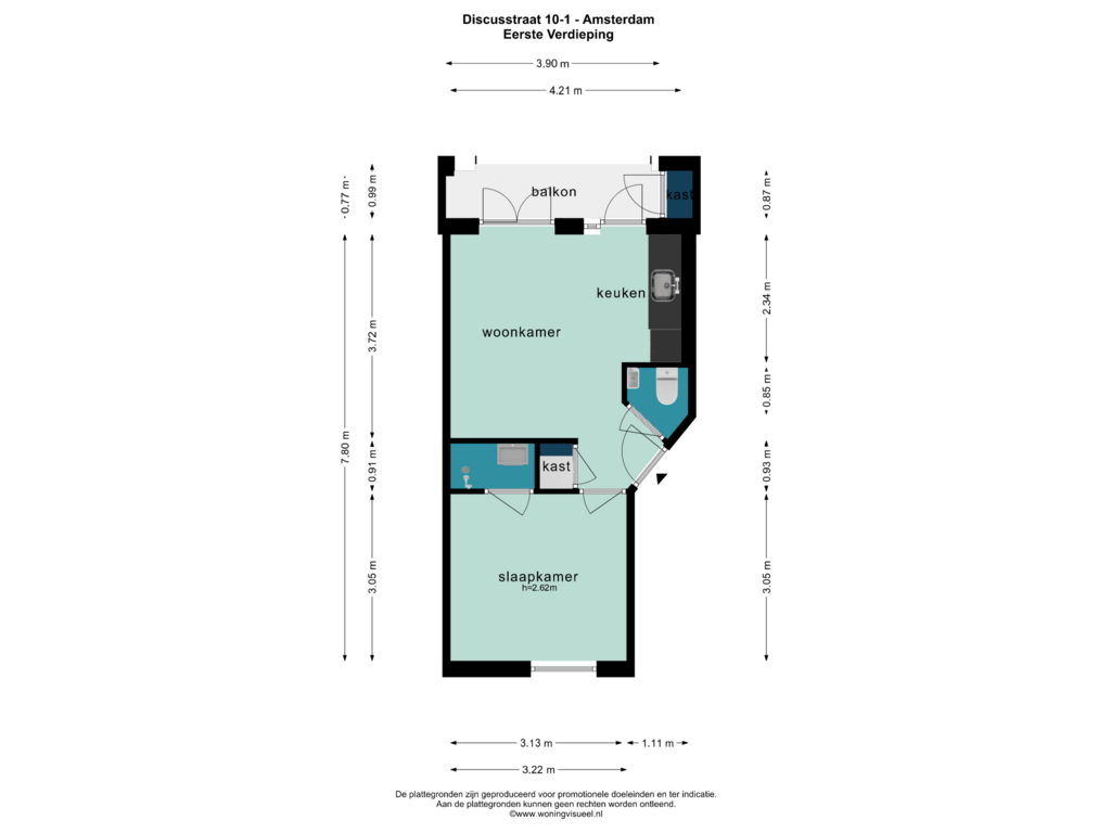 View floorplan of EERSTE VERDIEPING of Discusstraat 10-1