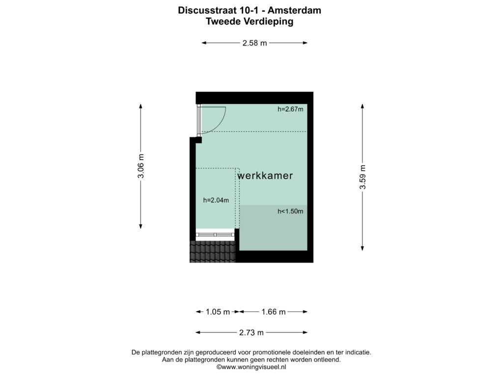 View floorplan of TWEEDE VERDIEPING of Discusstraat 10-1