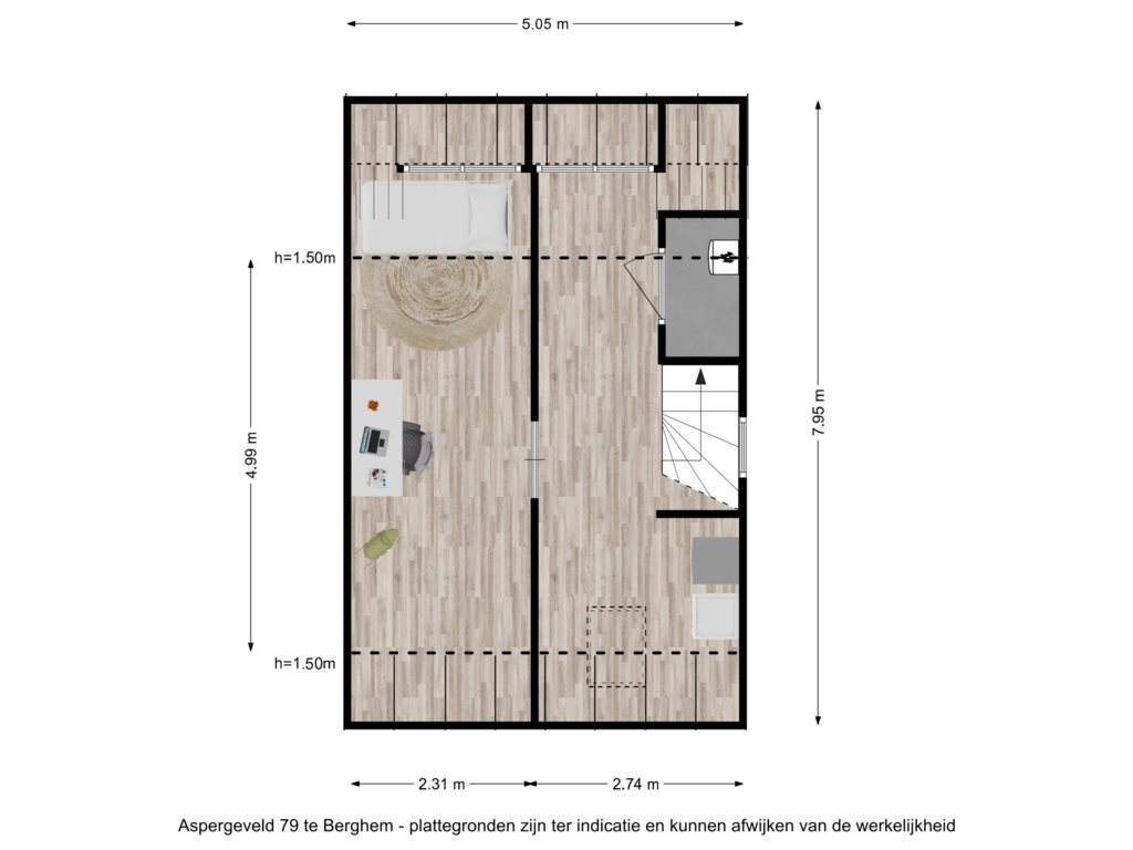 Bekijk plattegrond van Aspergeveld 79 te Berghem - tweede verdieping van Aspergeveld 79