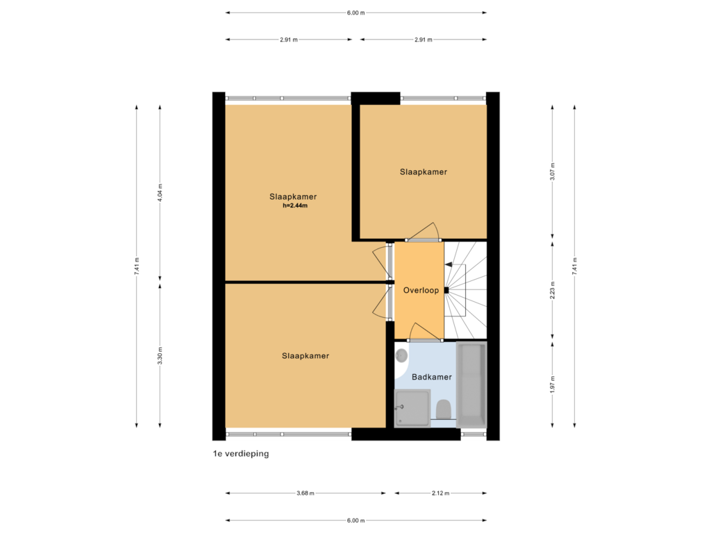 View floorplan of 1e verdieping of Buitenlust 64