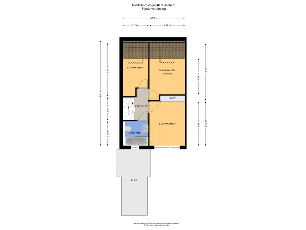 Bekijk plattegrond van Eerste verdieping van Middelburgsingel 46