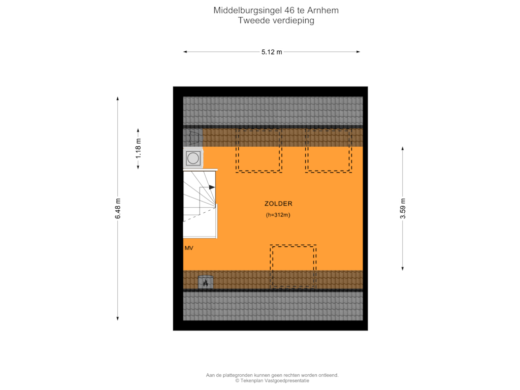 Bekijk plattegrond van Tweede verdieping van Middelburgsingel 46