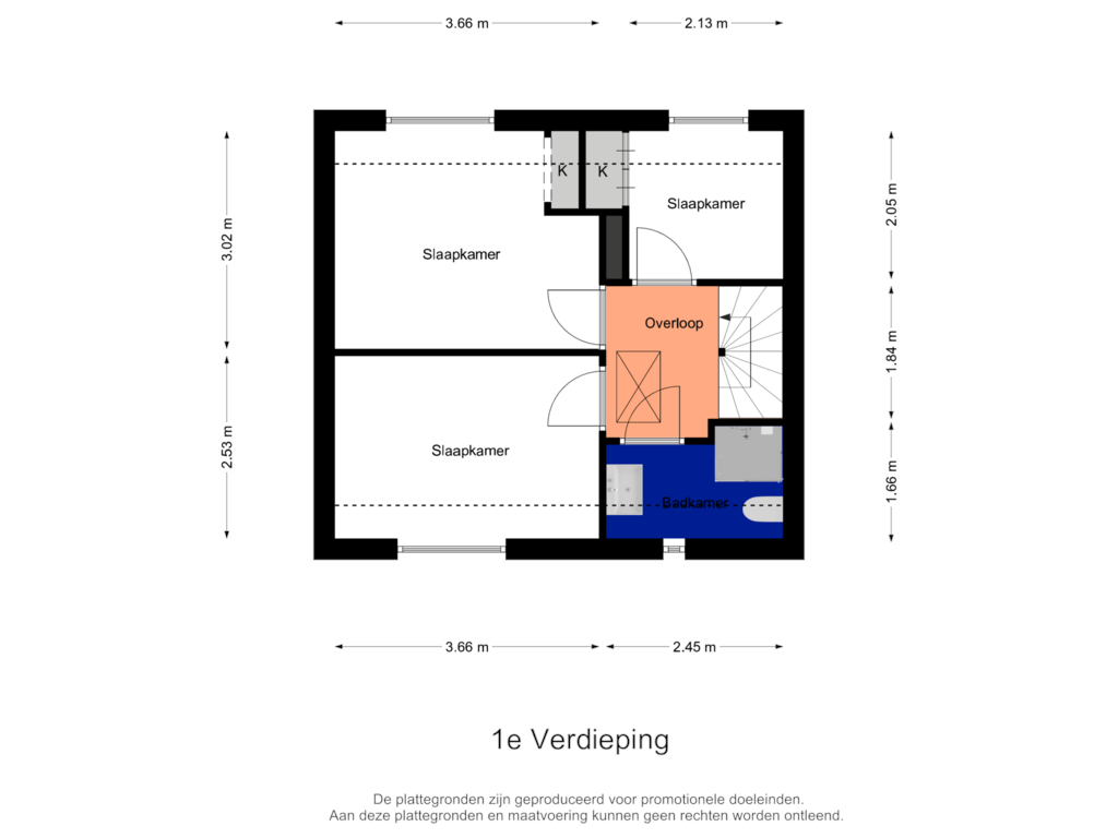 Bekijk plattegrond van 1e Verdieping van Hogestraat 15