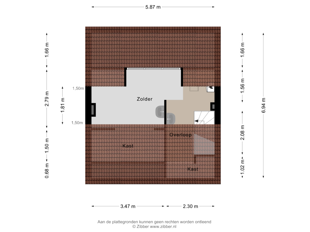 View floorplan of Zolder of Thomas van Heereveldstraat 6