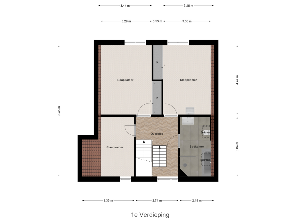 Bekijk plattegrond van 1e Verdieping van Kievit 6