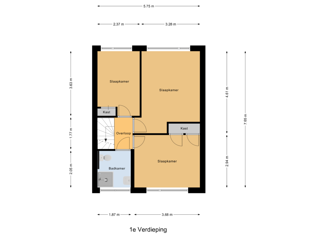 Bekijk plattegrond van 1e Verdieping van Sportlaan 86