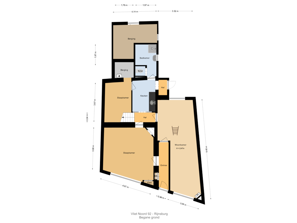 Bekijk plattegrond van Begane grond van Vliet Noordzijde 92