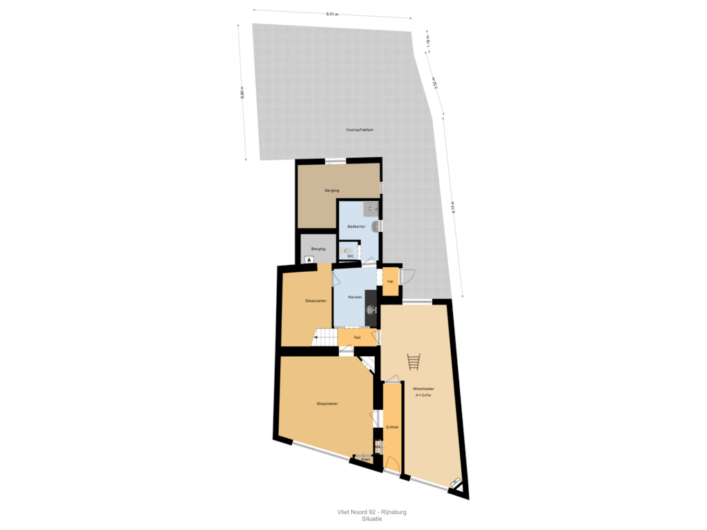 Bekijk plattegrond van Situatie van Vliet Noordzijde 92