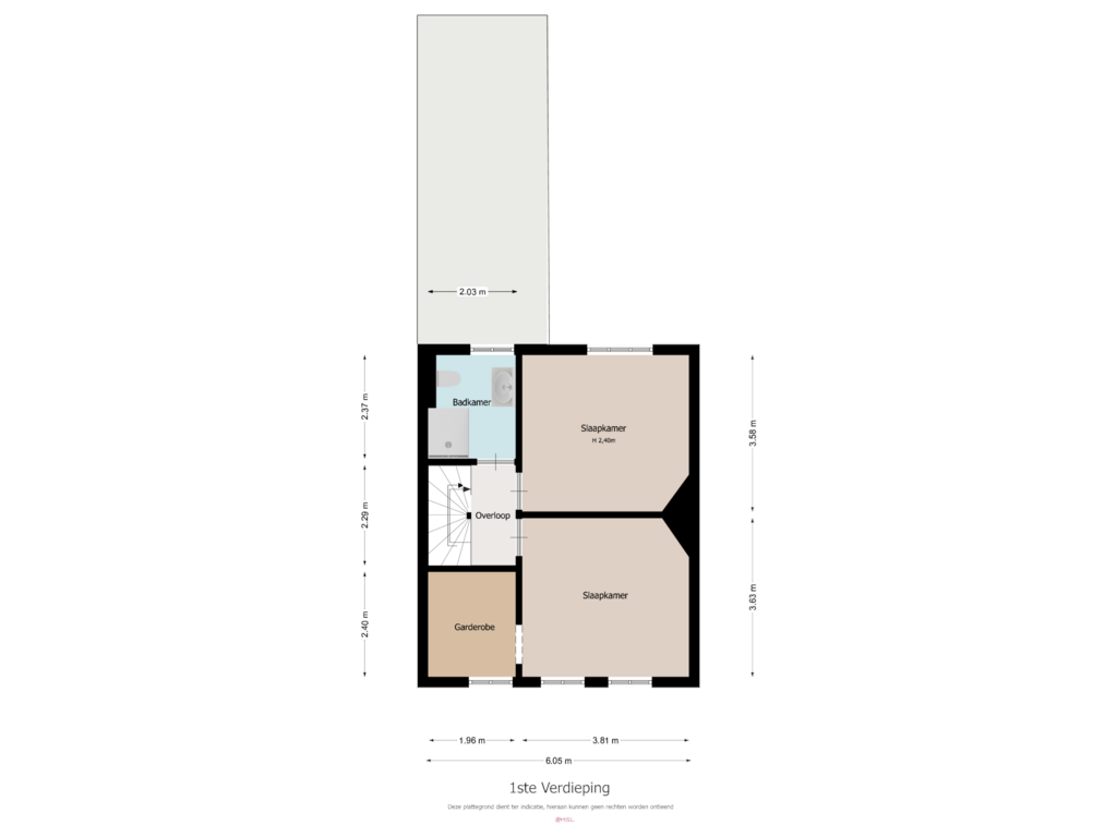 Bekijk plattegrond van Verdieping 1 van Beekhoverstraat 3-C