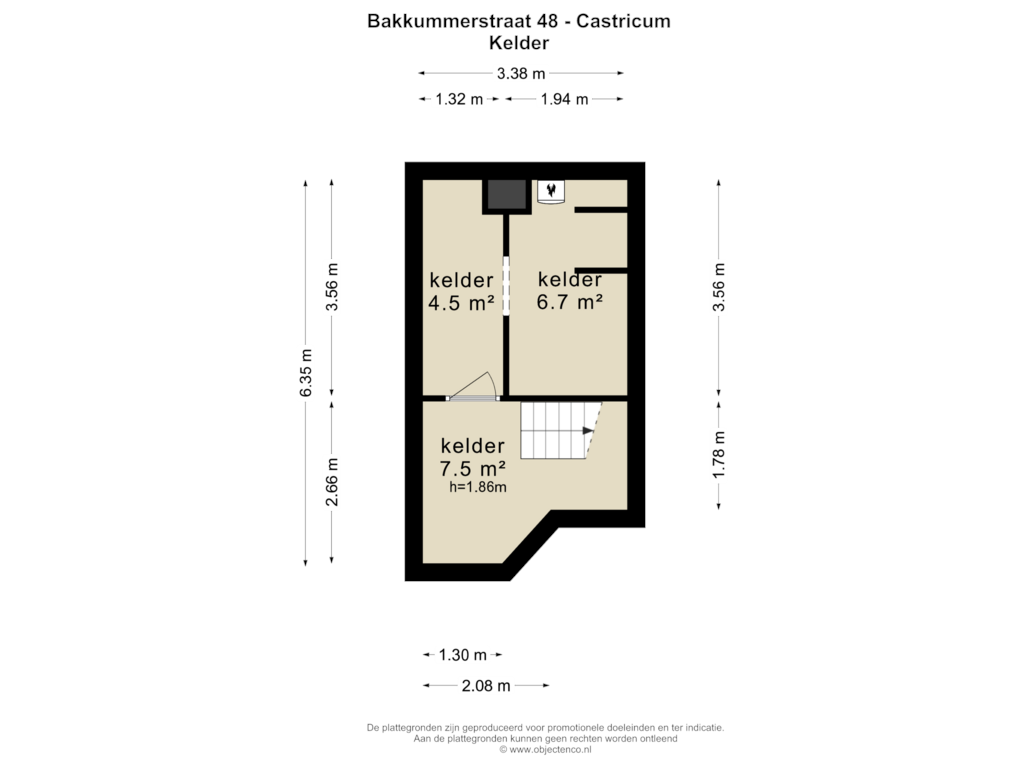 Bekijk plattegrond van KELDER van Bakkummerstraat 48