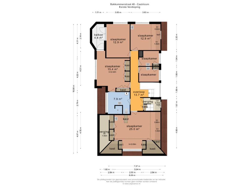 Bekijk plattegrond van EERSTE VERDIEPING van Bakkummerstraat 48