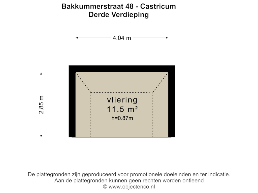 Bekijk plattegrond van DERDE VERDIEPING van Bakkummerstraat 48