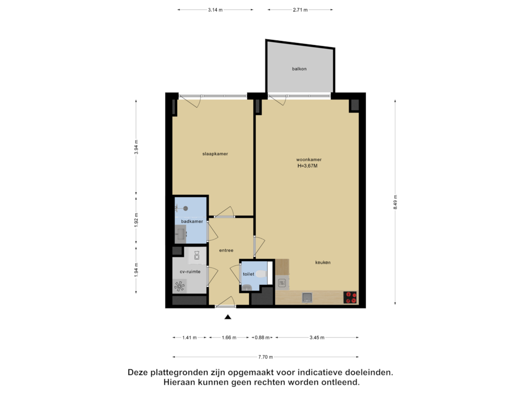 View floorplan of Appartement of Velperweg 47-1006