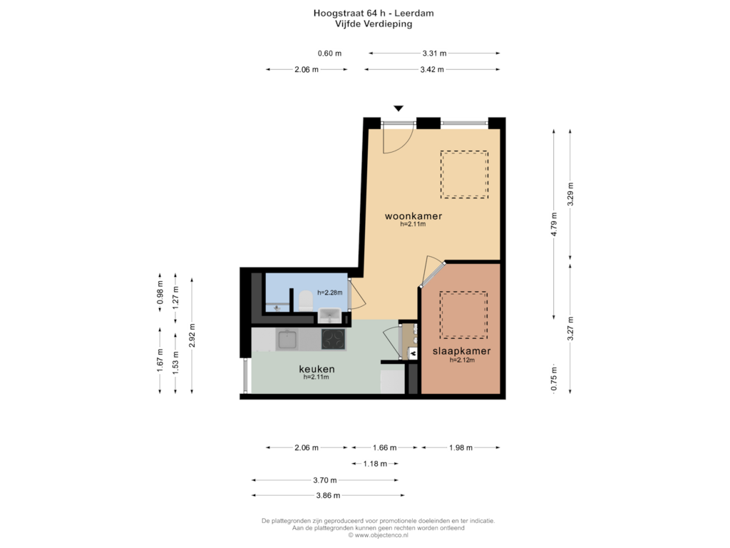 View floorplan of VIJFDE VERDIEPING of Hoogstraat 64-H